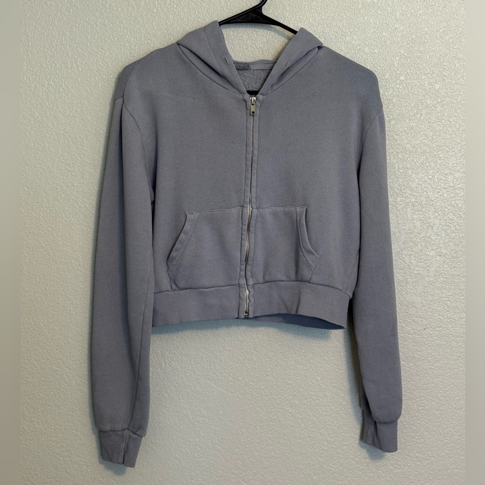 Brandy Melville John Galt cropped full zip hoodie periwinkle